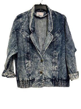 Vintage 80's Zalerno Sportswear Acid Wash Denim Jacket 2X Button-Up Relaxed